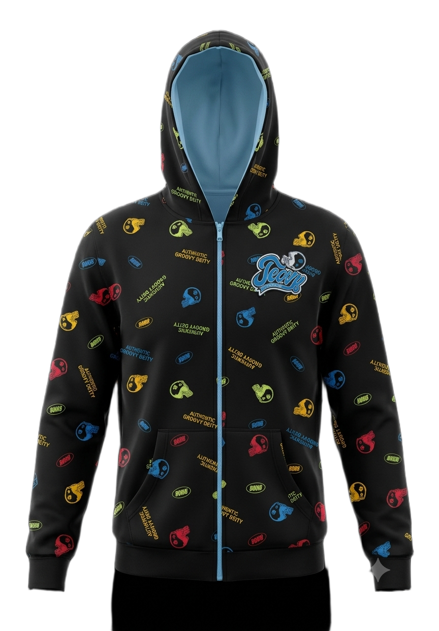 Arcade Print Zip Hoodie